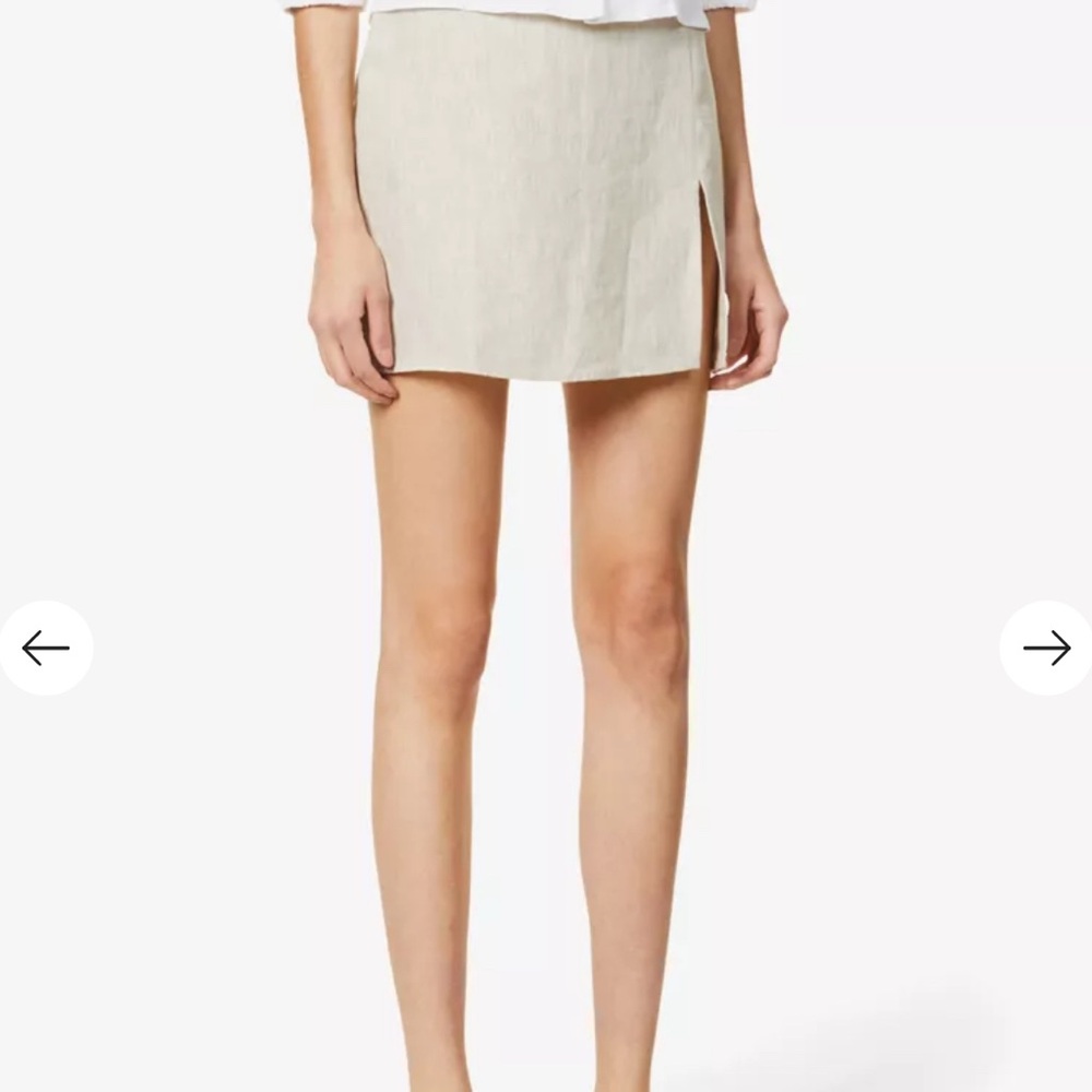 Beige Mini Skirt with Side Slit